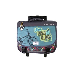 Cartable à roulettes 38 cm - POL FOX Rider - Bleu et gris - réversible, 2 compartiments, motifs fun