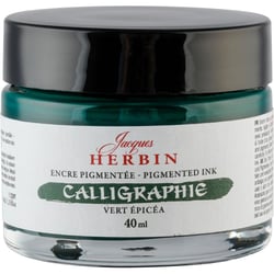 Encre de calligraphie pigmentée - Vert épicéa - Jacques Herbin - Flacon 40ml