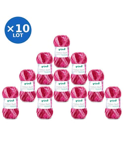 Lot de 10 pelotes COTTON QUICK PRINT de Gründl – 500 g de coton à motifs multicolores certifié Oeko-Tex 253 Multicolore