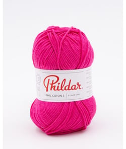 Fil coton à tricoter PHIL COTON 3 - Phildar - PPSC - certifié Oeko-Tex Fuchsia Rose