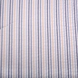Tissu Coton imprimé rayures Linbay bleues sur fond Blanc - Au mètre