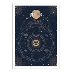Affiche 50x70 cm - Bélier Signe du Zodiac - Frog Posters