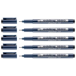 Lot de 5 feutres fins de précision - EDDING - Pointe calibrée 0,8 mm - Noir