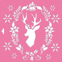 Pochoir plastique souple réutilisable 30 x 30 cm Fabrika Decoru RENNE DE NOEL 180