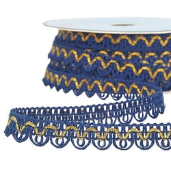 Bobine 25m Galon robe fil métallisé Bleu marine 14mm
