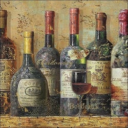 Lot de 4 serviettes en papier découpage collage 33 cm VINTAGE VIN ROUGE