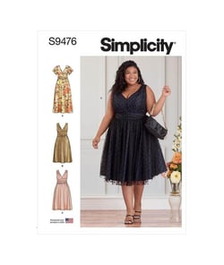 Patron Simplicity 9476 - Robe pour femmes taille n°FR 52-56