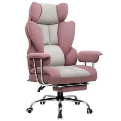 Chaise gaming réglable COMHOMA - PU - Rose - Hauteur assise 50-57 cm