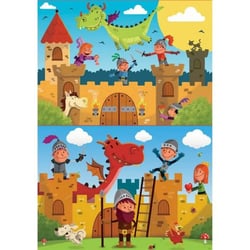 Puzzle chateau fort : chevaliers et dragons - 2 x 48 pieces - educa - 17151