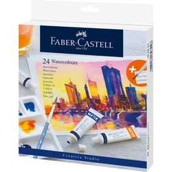 Peinture aquarelle - 24 couleurs + palette + pinceau - Faber-Castell - Tube 9ml
