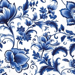 Lot de 4 serviettes en papier découpage collage 33 cm FLEUR BLEUE F 4012