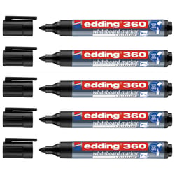 Lot de 5 marqueurs pour tableaux blancs - EDDING - Noir - Pointe 1,5-3 mm