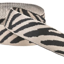 Bobine 14,5m sangle imprimé animalier zèbre 38mm écru