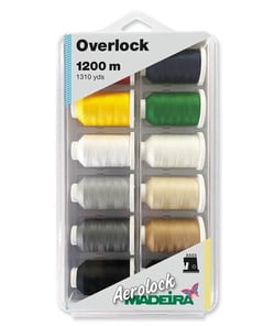 Coffret 12 cônes de fil surjeteuse Aerolock n°125 Madeira - 1200m - Certifié Oeko-Tex Multicolore