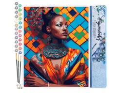 Peinture par Numéro Figured'Art - Beauté Africaine - Kit de Loisir Créatif DIY Numéro d'Art Complet - 40x50cm sans châssis en bois