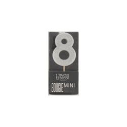 Bougie argentée pailletée chiffre 8