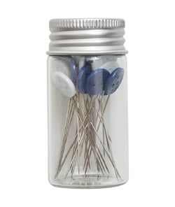 Tube en verre de 30 épingles à tête plastique - Collection fleurs bleues - Hobby Gift