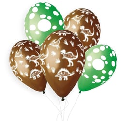 5 Ballons Dino Tracks Ø33cm