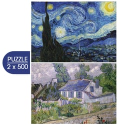 Puzzle 500 pièces - 2 Puzzles - L'Art de Van Gogh : La Classiqueit étoilée, 1889 - Maison à Auvers, 1890 - Grafika