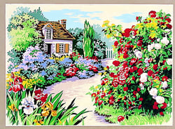 Canevas antique Le sentier aux roses 45x60cm
