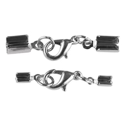 Fermoir bijou av. carabinier, monté, argent, p.ruban 2mm / p.ruban4mm, boîte 2 pces