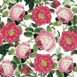 Lot de 4 serviettes en papier découpage collage 33 cm FLEUR ROSE ROUGE F 115