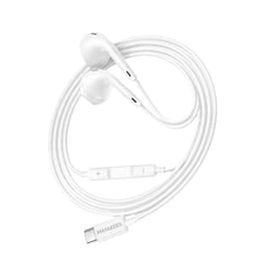 Mayaxess Écouteurs Filaires USB-C avec Microphone intégré pour Samsung Galaxy S21 Blanc