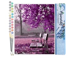 Peinture par Numéro Figured'Art - Banc dans le Parc - Kit de Loisir Créatif DIY Numéro d'Art Complet - 40x50cm sans châssis en bois