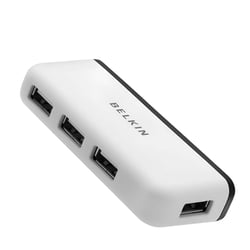Belkin Hub de Voyage USB 2.0 pour Ordinateur avec 4 Ports Rapide et Pratique Blanc / Noir