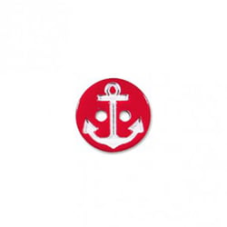 Lot de 3 boutons 2 trous ancre marine rouge/blanc 13mm