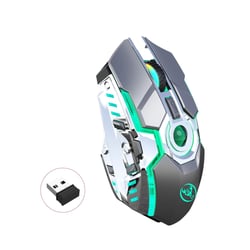 Souris Sans Fil RGB 2400DPI Rechargeable Haute Précision Pour Jeux Et Bureau Gris YONIS