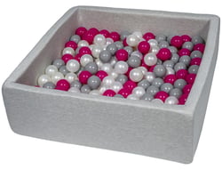 Piscine à balles pour enfant, 90x90 cm, Aire de jeu + 200 balles perle, rose, gris - Velinda