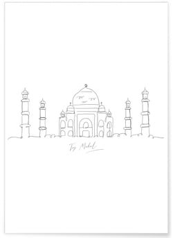 Affiche Line Art Taj Mahal | A3 : 29,7x42cm