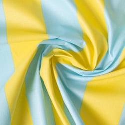 Tissu Coton Enduit Rayures Bicolore acidulés jaune sur fond Vert menthe