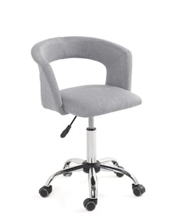 chaise bureau à roulettes, siège tissu rembourré, accoudoirs, hauteur réglable, pivotant, pied métal chromé AYA (gris)