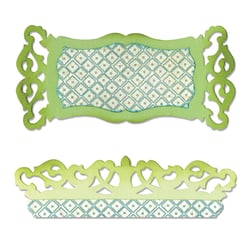 Gabarit de découpe Sizzix Sizzlits - Étiquette et bordure volutes par Rachael Bright