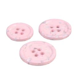 Lot de 3 boutons rond 4 trous bouteilles recyclées rose layette
