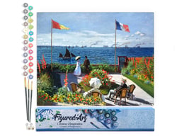 Peinture par Numéro Figured'Art - La terrasse à Sainte-Adresse - Monet - Kit de Loisir Créatif DIY Numéro d'Art - 40x50cm sans châssis en bois