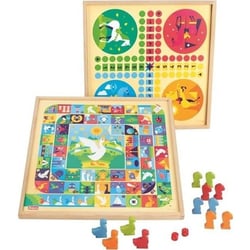 Jeux de l'oie et petits chevaux - Plateau en bois