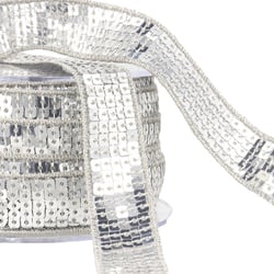 Galon paillettes argent foncé au mètre