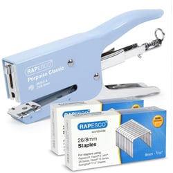 Agrafeuse + agrafes 26/8mm - 2 boites de 5000 agrafes - Bleu clair - Rapesco