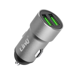 LinQ Chargeur Voiture Allume-Cigare Double Sortie USB 12W Argent