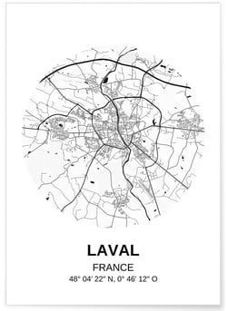 Affiche Carte Laval | A3 : 29,7x42cm