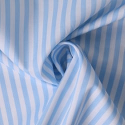 Tissu Coton imprimé  rayé Lisalou sur fond Bleu layette - Au mètre