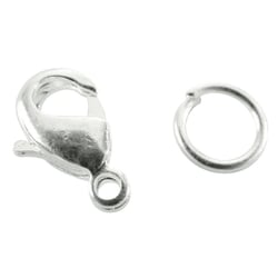 SACHET DE 4 FERMOIRS MOUSQUETONS COLORIS ARGENT 12MM AVEC ANNEAUX