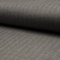 Tissu Jacquard polyviscose  extensible Chevrons noirs sur fond Blanc