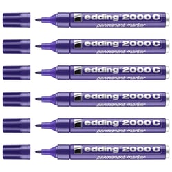 Lot de 6 marqueurs permanents - EDDING - Pointe ronde 1,5-3 mm - Violet - 2000C