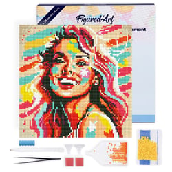 Mini Diamond Painting Broderie Diamant Figured’Art 25x25cm toile tendue sur châssis en bois - diamants ronds - Blonde Pop Art