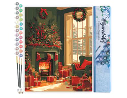 Peinture par Numéro Figured'Art - Feu de Cheminée à Noël - Kit de Loisir Créatif DIY Numéro d'Art Complet - 40x50cm sans châssis en bois