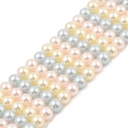 Fil de 50 perles rondes en verre nacré 8 mm fabrication bijoux E